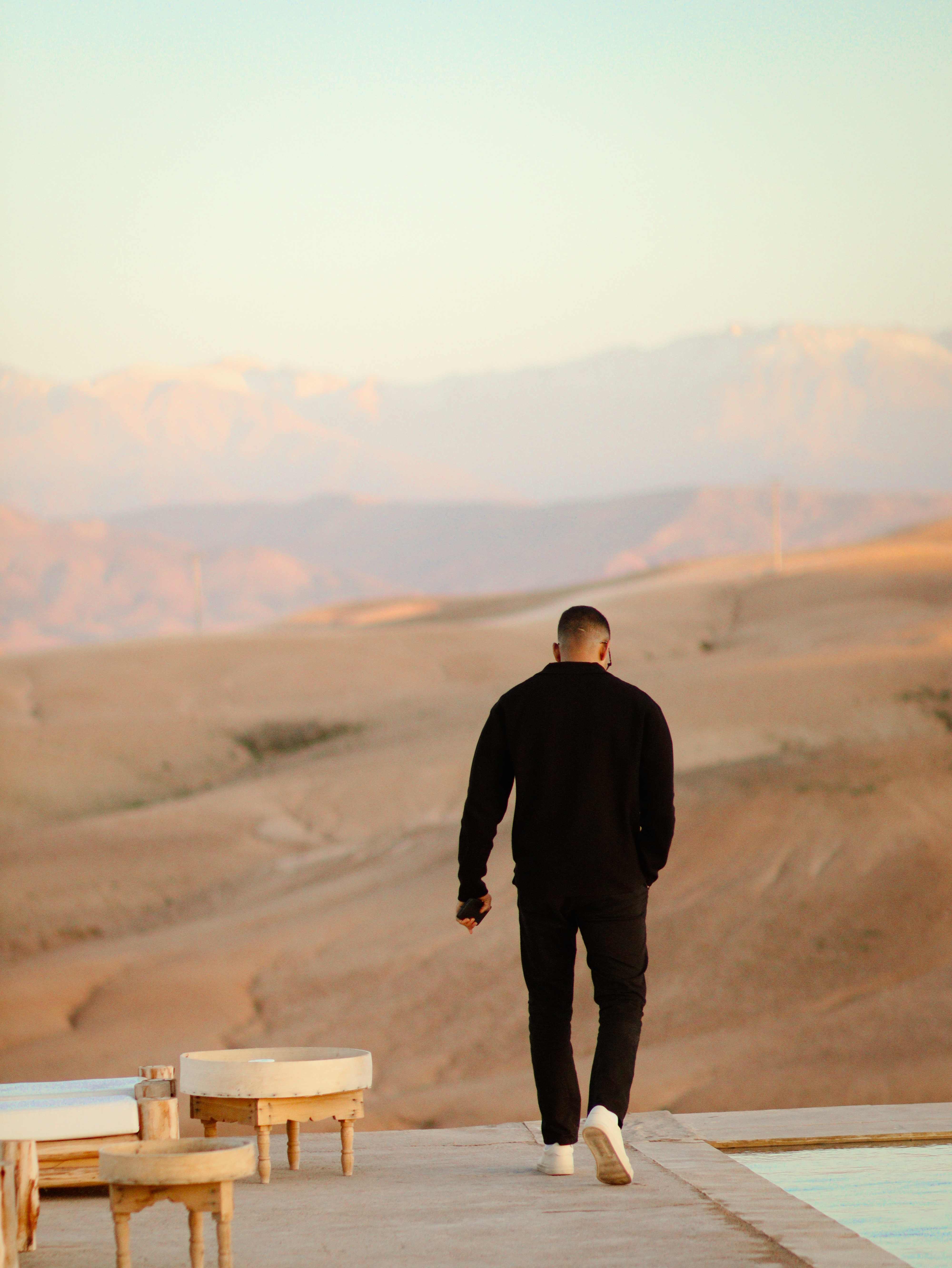 Med in desert landscape